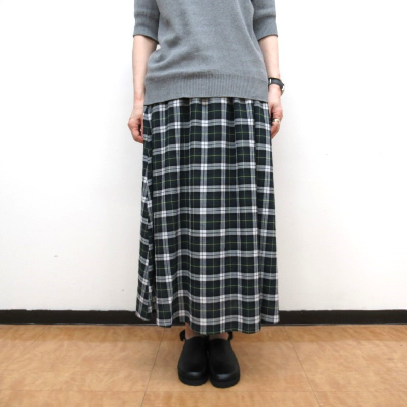 Parkes  タータンチェックギャザースカート GR×OFF 1 【日本製】